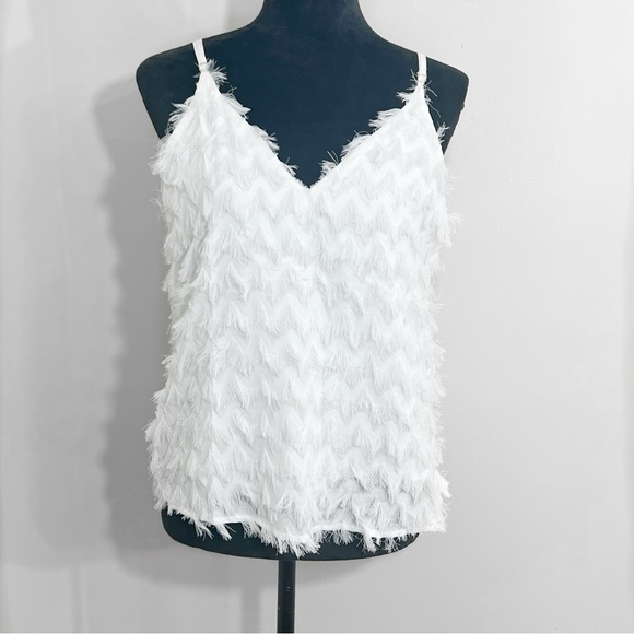 CupShe Feathered White Cami New With Tags Fringe V Neck Flowing Angel Vibes - Picture 4 of 9